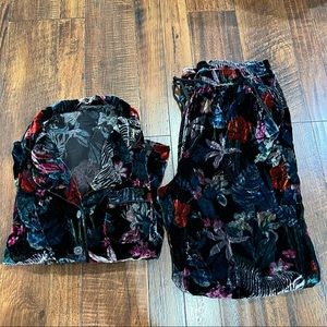 BR velvet jungle print two piece pajama set